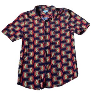 NWOT Earthbound 70s Print Retro Button Up Shirt Sz S Geometric